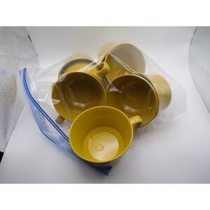 Vintage Allied Chemical  Melamine Mustard Yellow Cups Lot of 8 MCM Camping